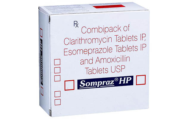 Sompraz HP Kit Tablet, Esomeprazole 40mg, Amoxycillin 750mg, Clarithromycin 500mg, Price, Uses, Side Effects - Drugcarts