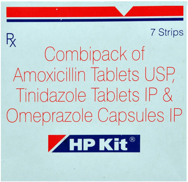 HP Kit, Omeprazole 20mg, Tinidazole 500mg, Amoxycillin 750mg, Price, Uses, Side Effects - Drugcarts