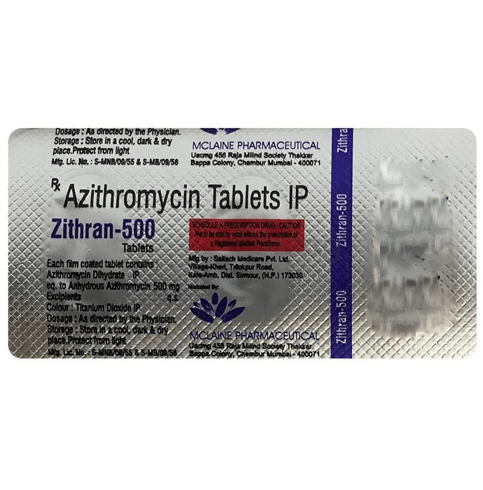 Zithran 500mg Tablet, Azithromycin 500mg, Price, Uses, Side Effects –Drugcarts